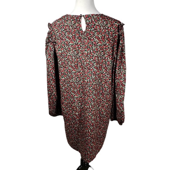 Boohoo Women's size 12 Black Floral Long Sleeve Lightweight Dress - Picture 3 of 7